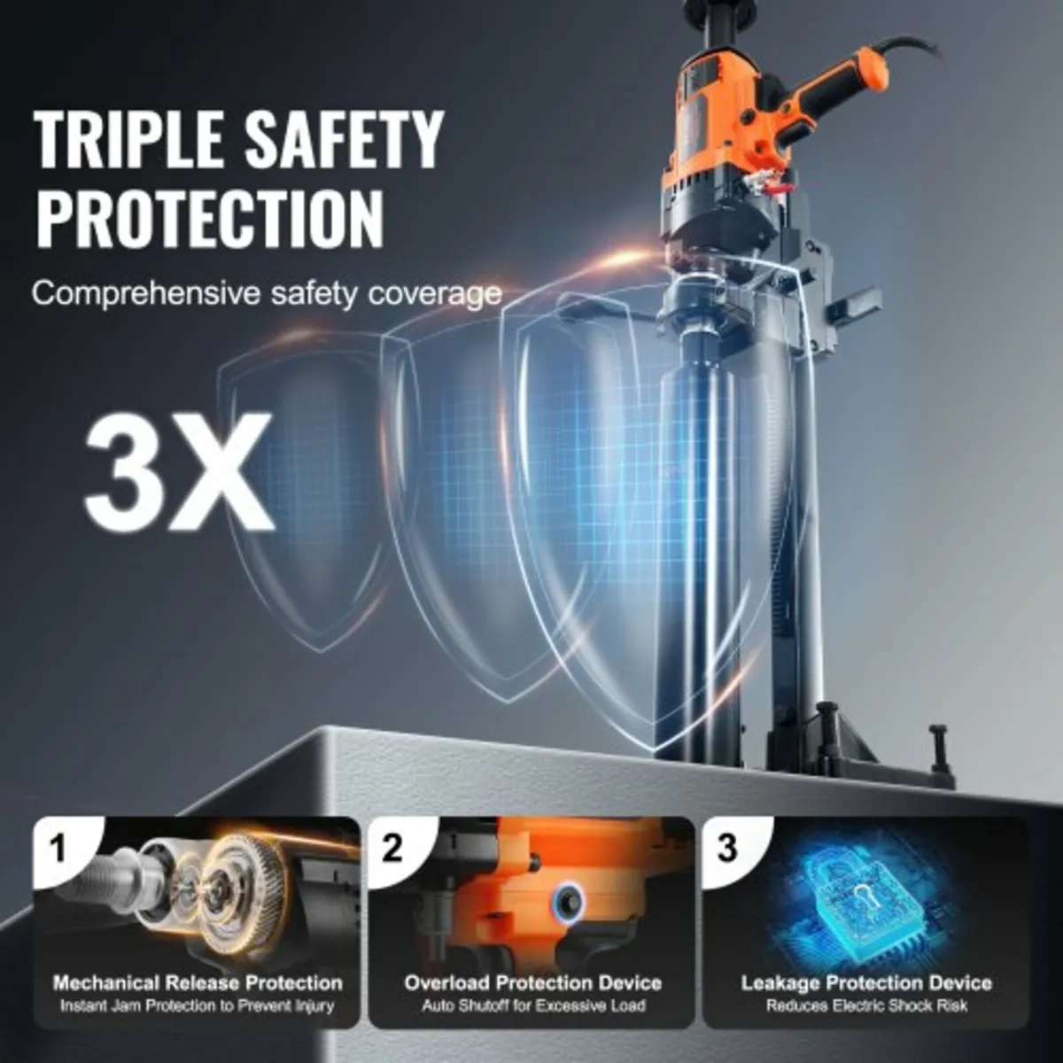 Core Drill Machine 0.8-7.1in Dia 2600W Handheld an - Image 3