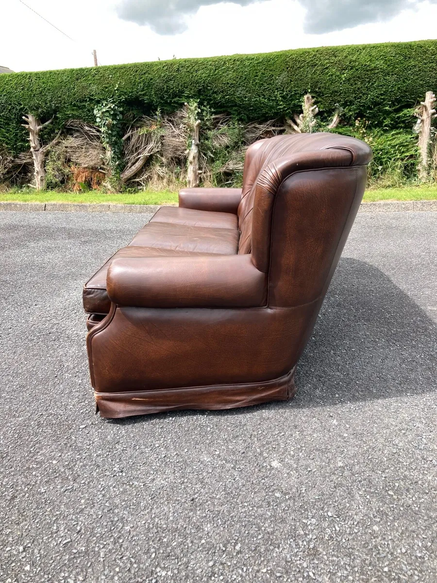 Three Seater Leather Couch Sofa - Image 4