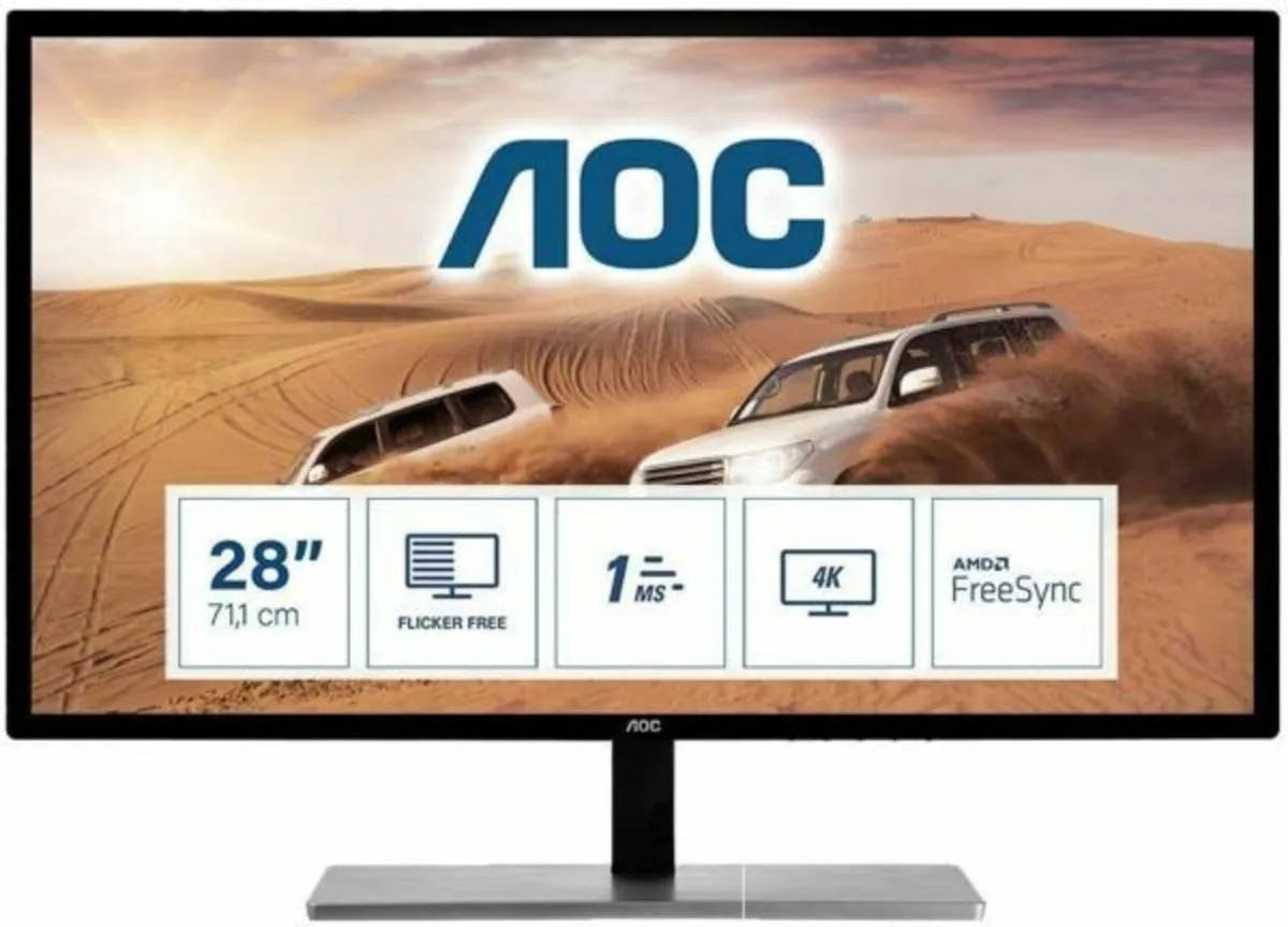 AOC 28" 4K ULTRA HD MINIMALISTIC MONITOR/SCREEN - Image 1