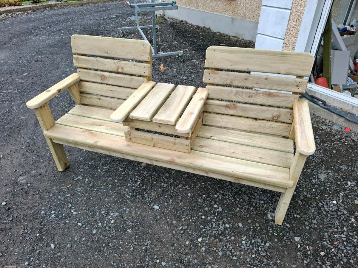 Twin seat bench with middle table - Image 1