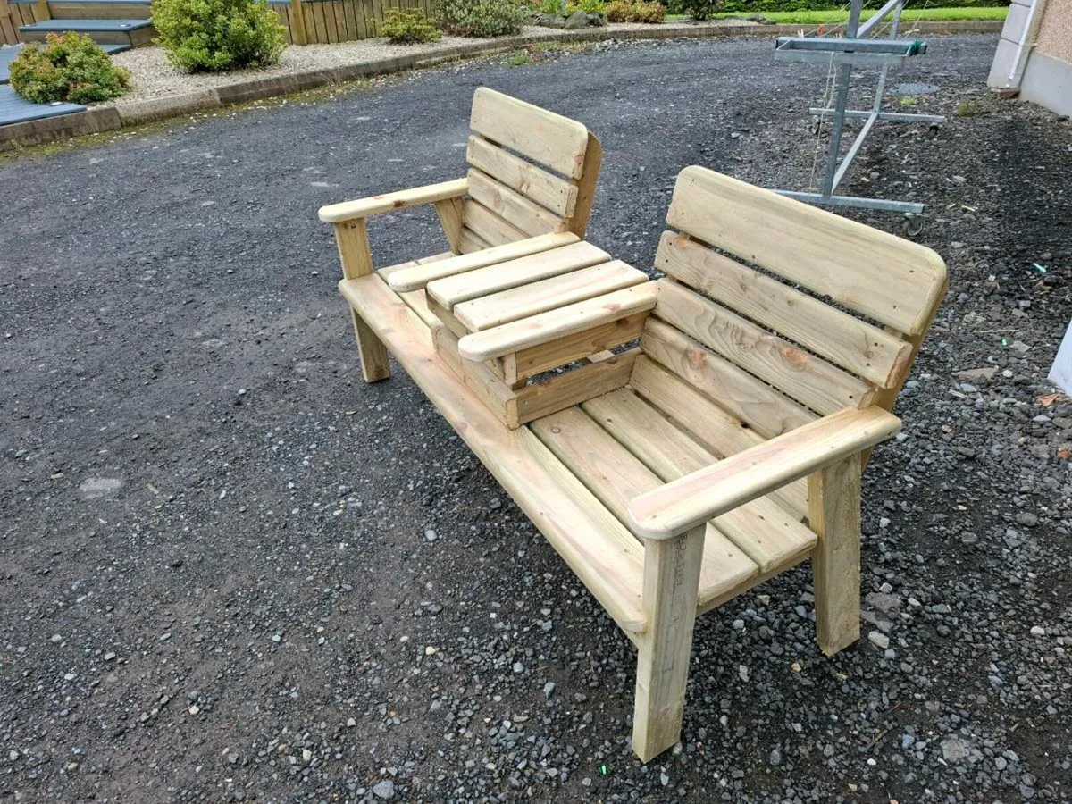 Twin seat bench with middle table - Image 2