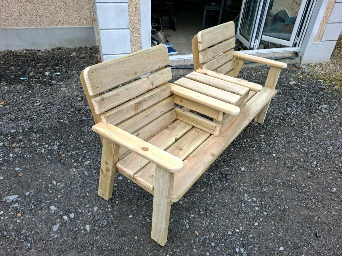 Twin seat bench with middle table - Image 3