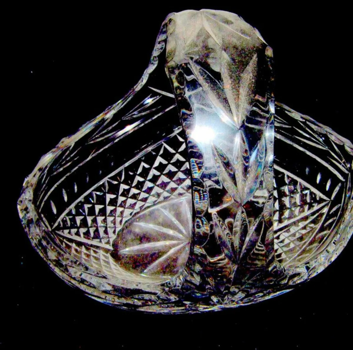 Vintage Galwsay Crystal Basket - Image 2
