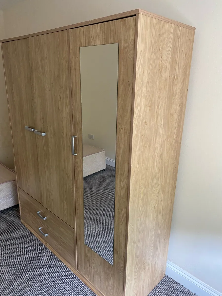 3 wardrobes,bedside lockers,bed frame,centre piece - Image 1