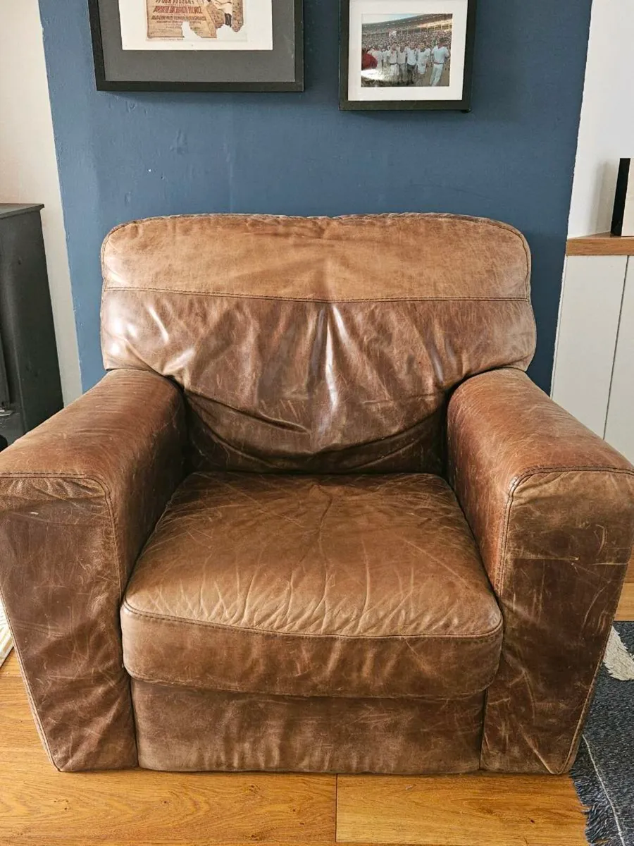 Laura Ashley Leather Armchair - Image 1