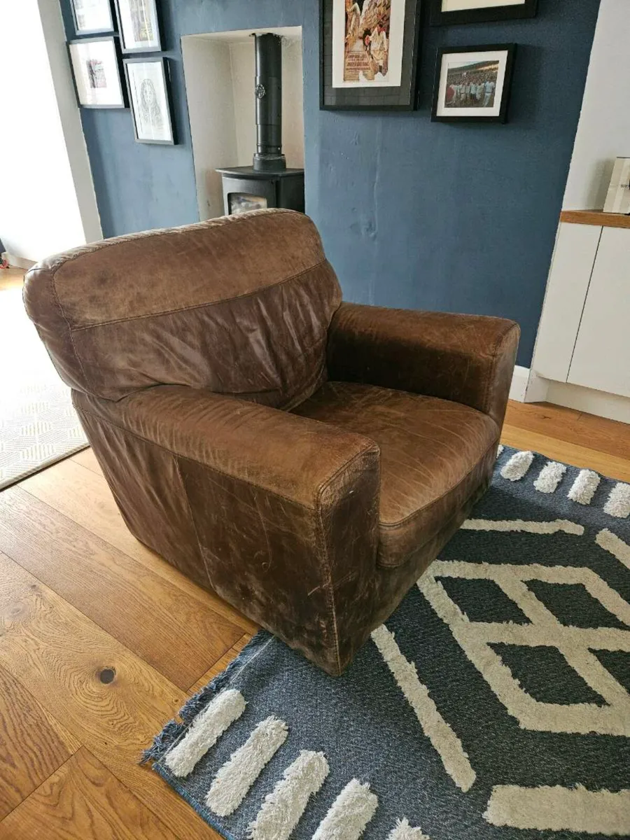 Laura Ashley Leather Armchair - Image 2
