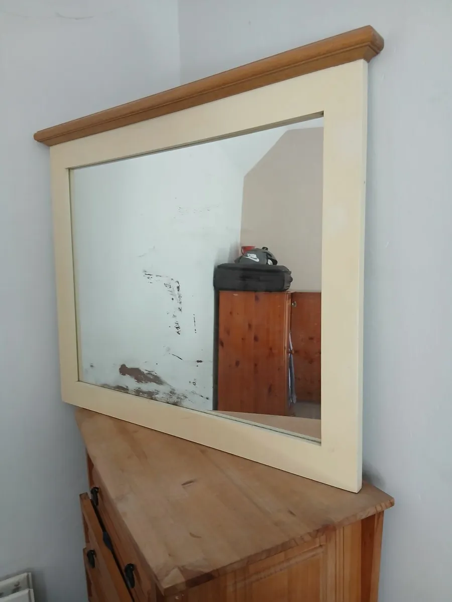 Large  distressed over mantle mirror 95cm wide - Image 1
