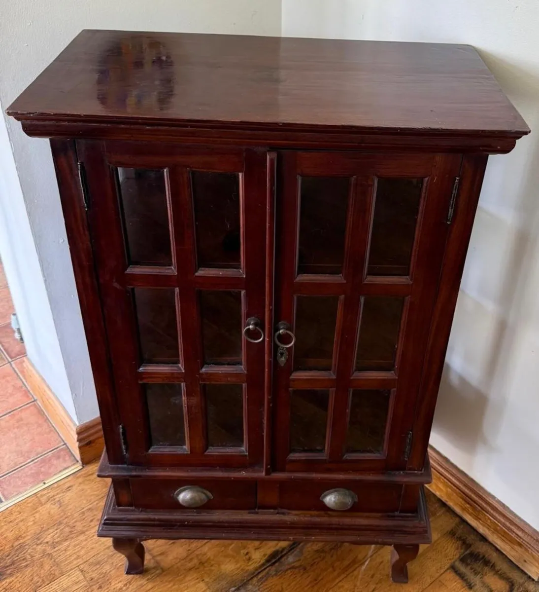 Vintage Wooden Display Cabinet With Glass - Image 1