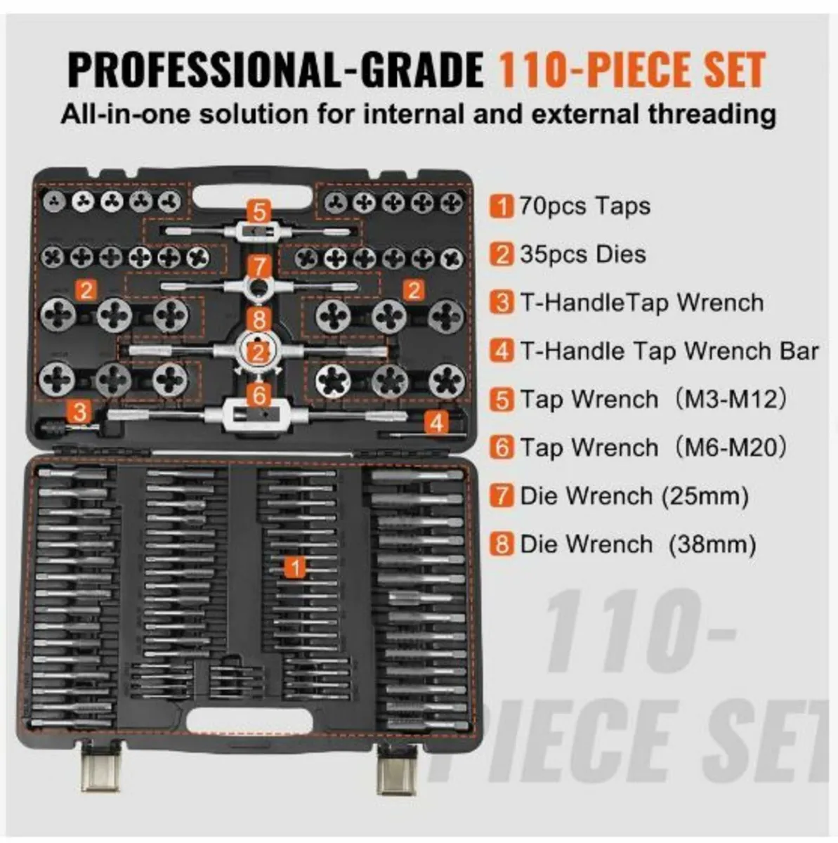Tap and Die Set, 110-Piece Include Metric Size - Image 4