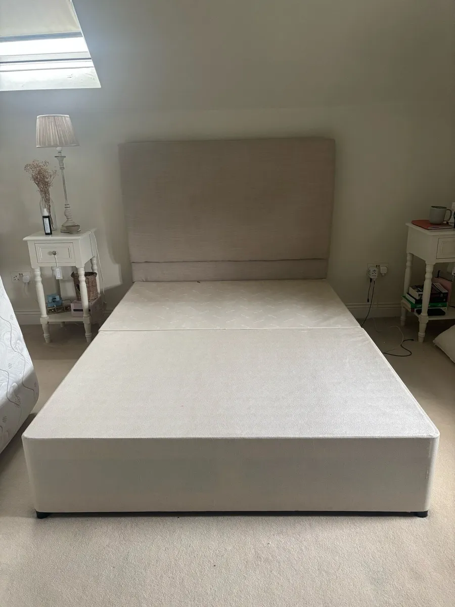 Bed Base & Linen Headboard - Image 1