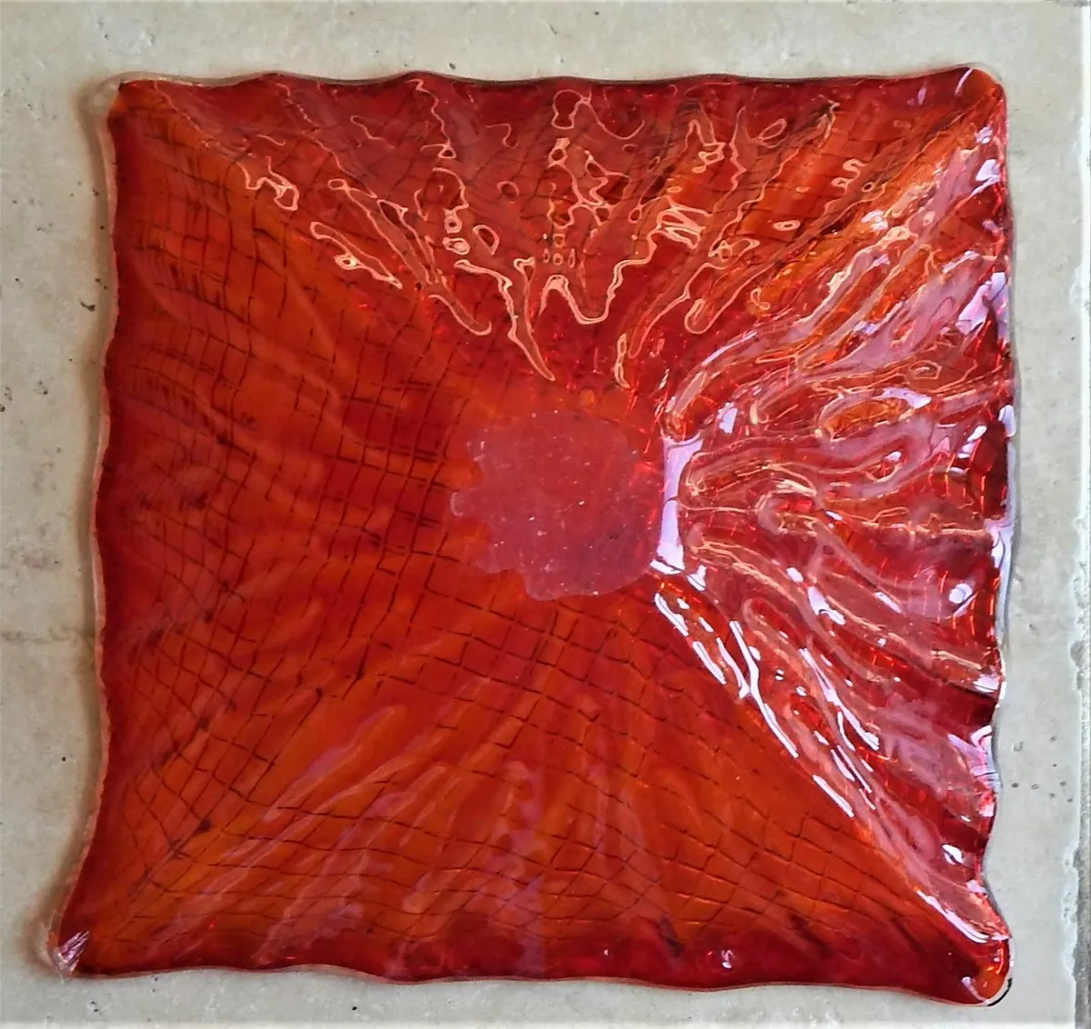 Large Studio Glass Heavy Handmade Dish - Image 4
