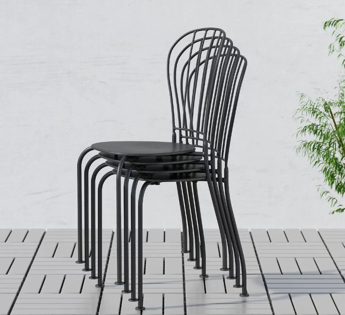 IKEA LÄCKÖ INDOOR/OUTDOOR CHAIR, A SET OF 3 - Image 2