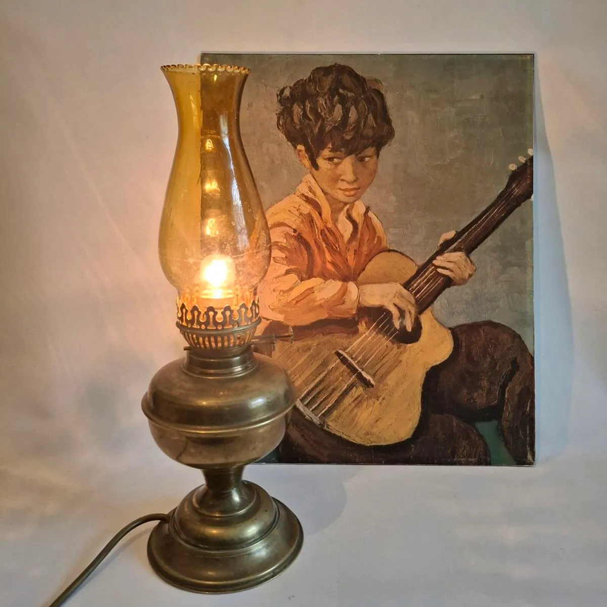 Converted Brass Oil Lamp - Image 1