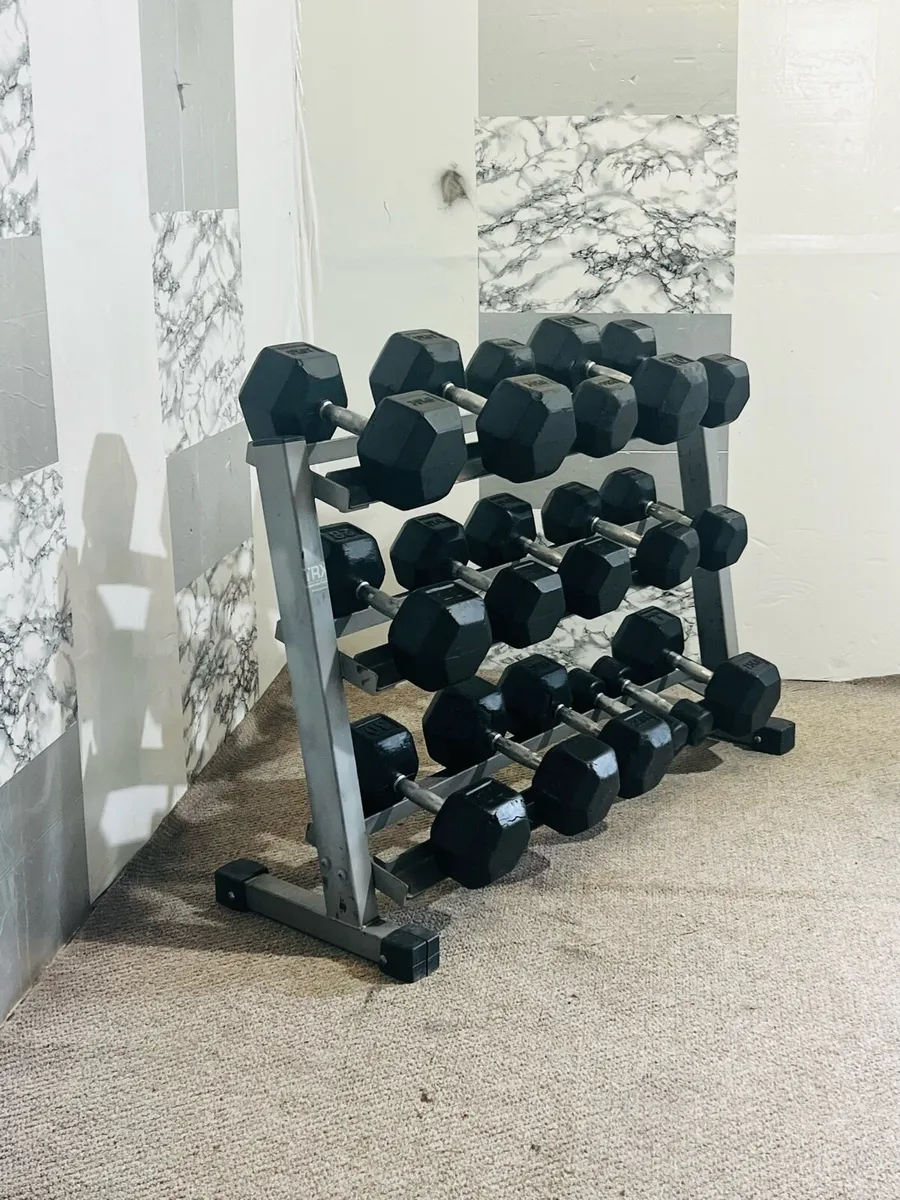 HEX DUMBBELLS WITH 3TIER RACK - Image 4
