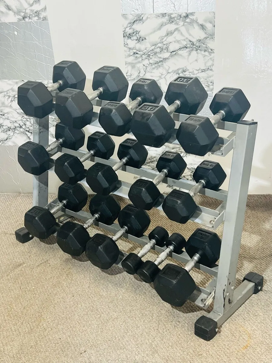 HEX DUMBBELLS WITH 3TIER RACK - Image 1