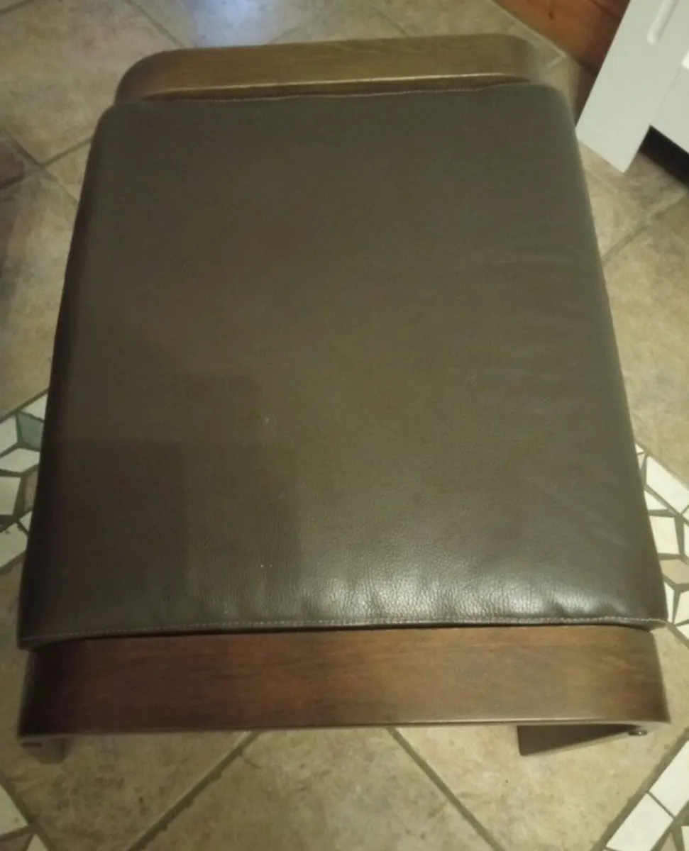 IKEA Poang Leather Armchairs and Footstool - Image 3
