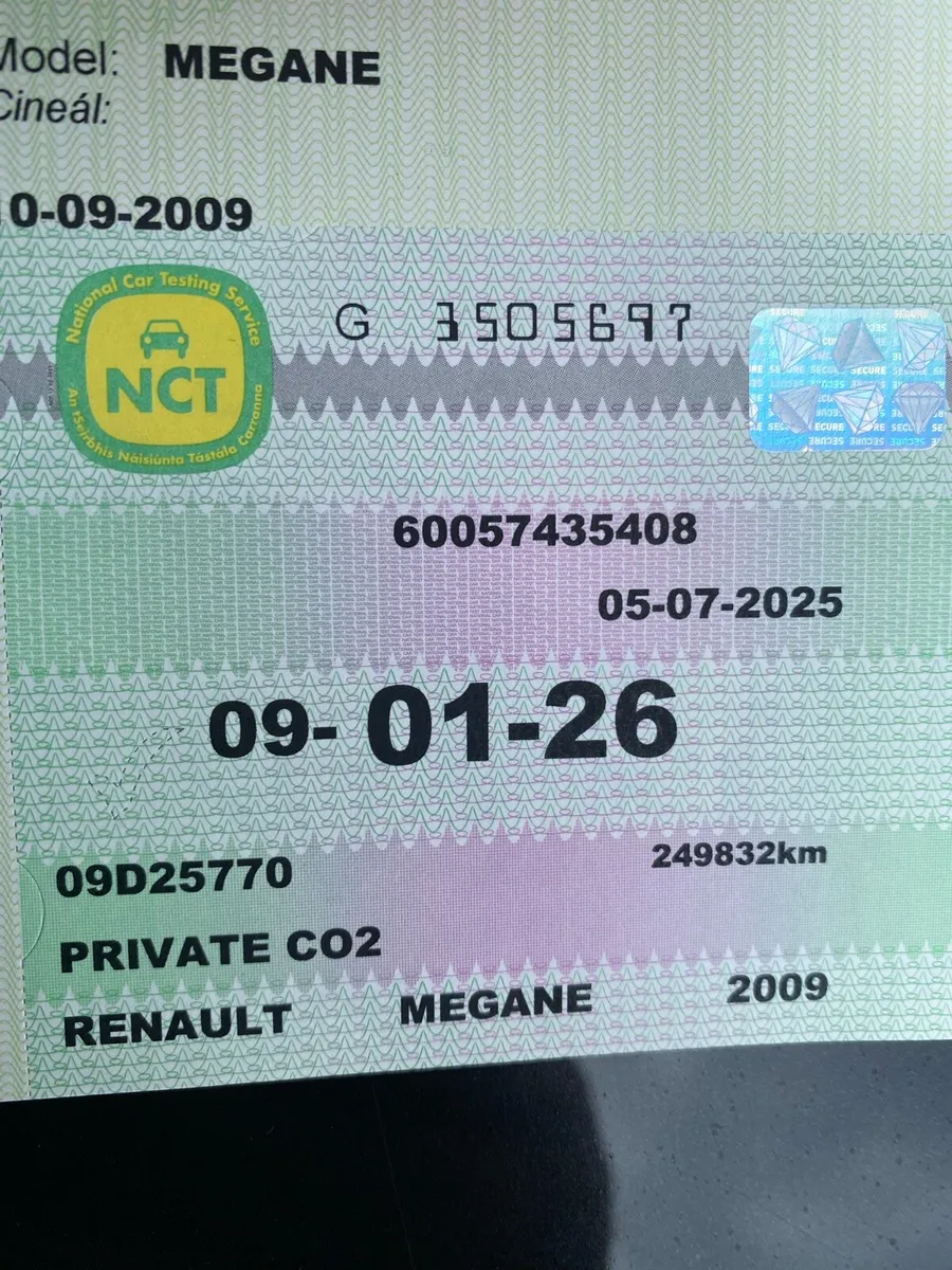 Megane 2009 New NCT Today 01/26 Dundrum - Image 2