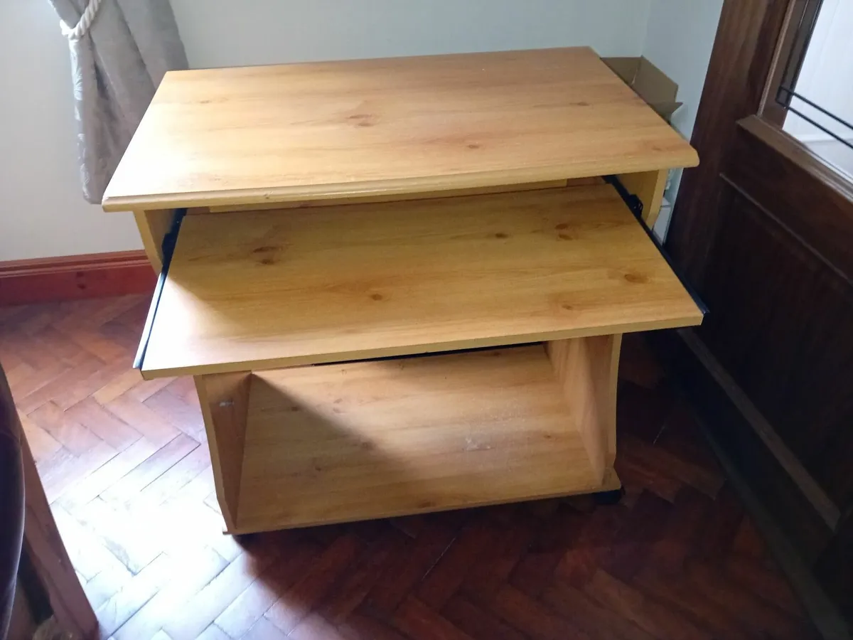 Sofa, nest of tables, computer desk, gun safe. - Image 3