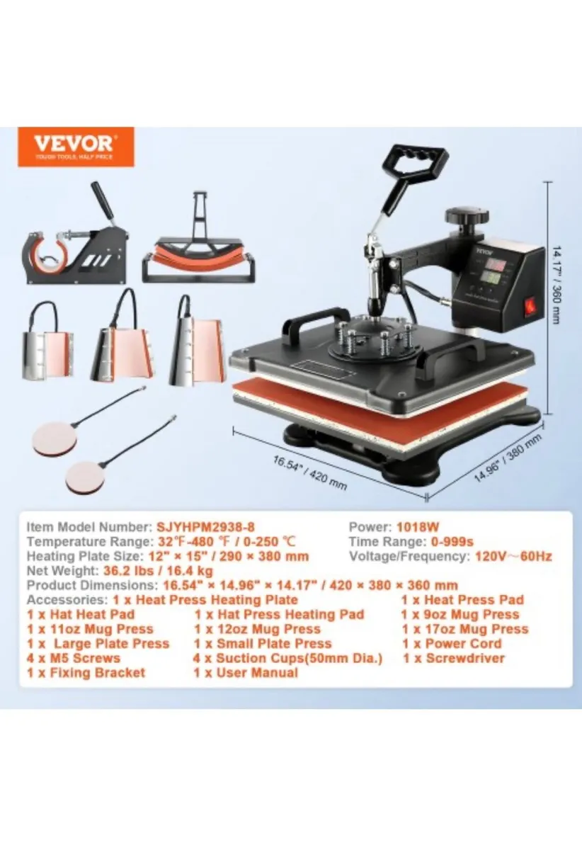 Vevor 8 in 1 heat press. - Image 2