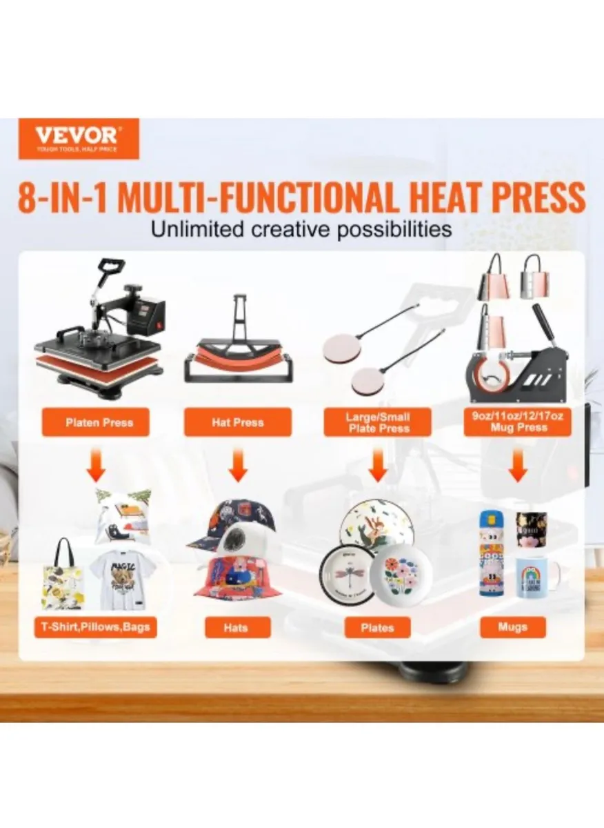 Vevor 8 in 1 heat press. - Image 3