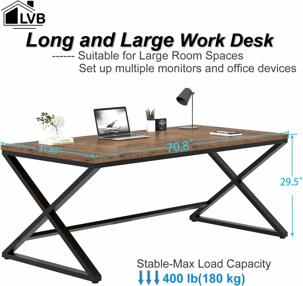 Large Home Office Desk Wood table 180cm - Image 2
