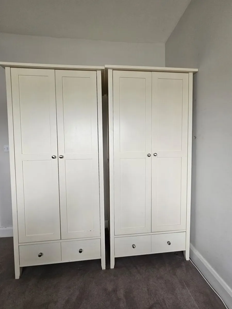 Pair of Solid Wood Wardrobes - Image 1