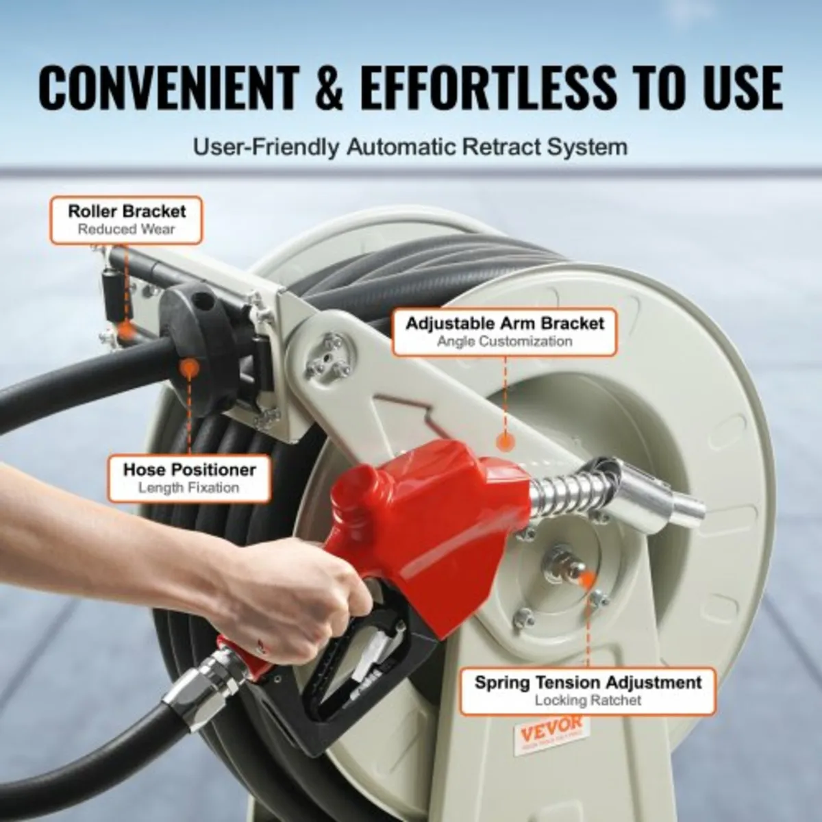 Fuel Hose Reel, 3/4" x 66', Extra Long Retractable - Image 3