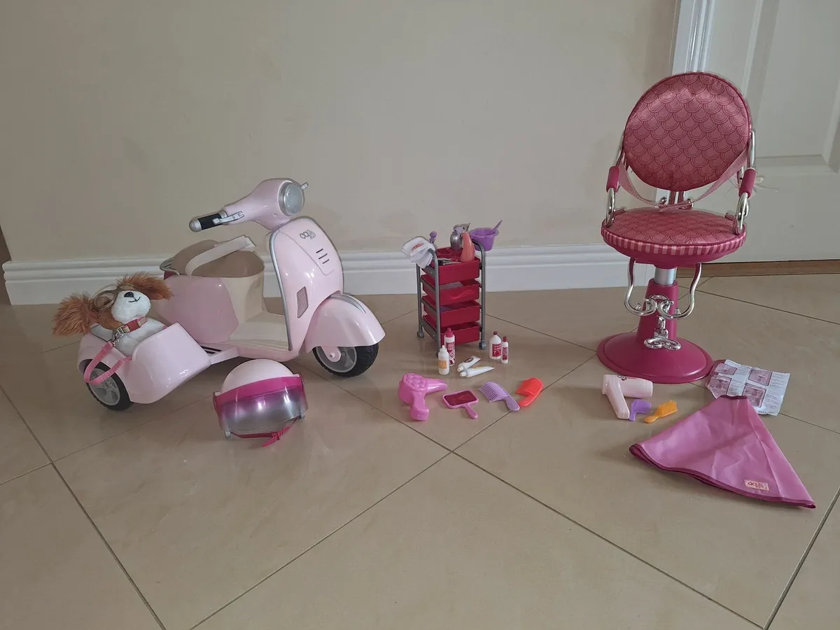 Our Generation Doll Scooter & Salon Chair & Access - Image 1