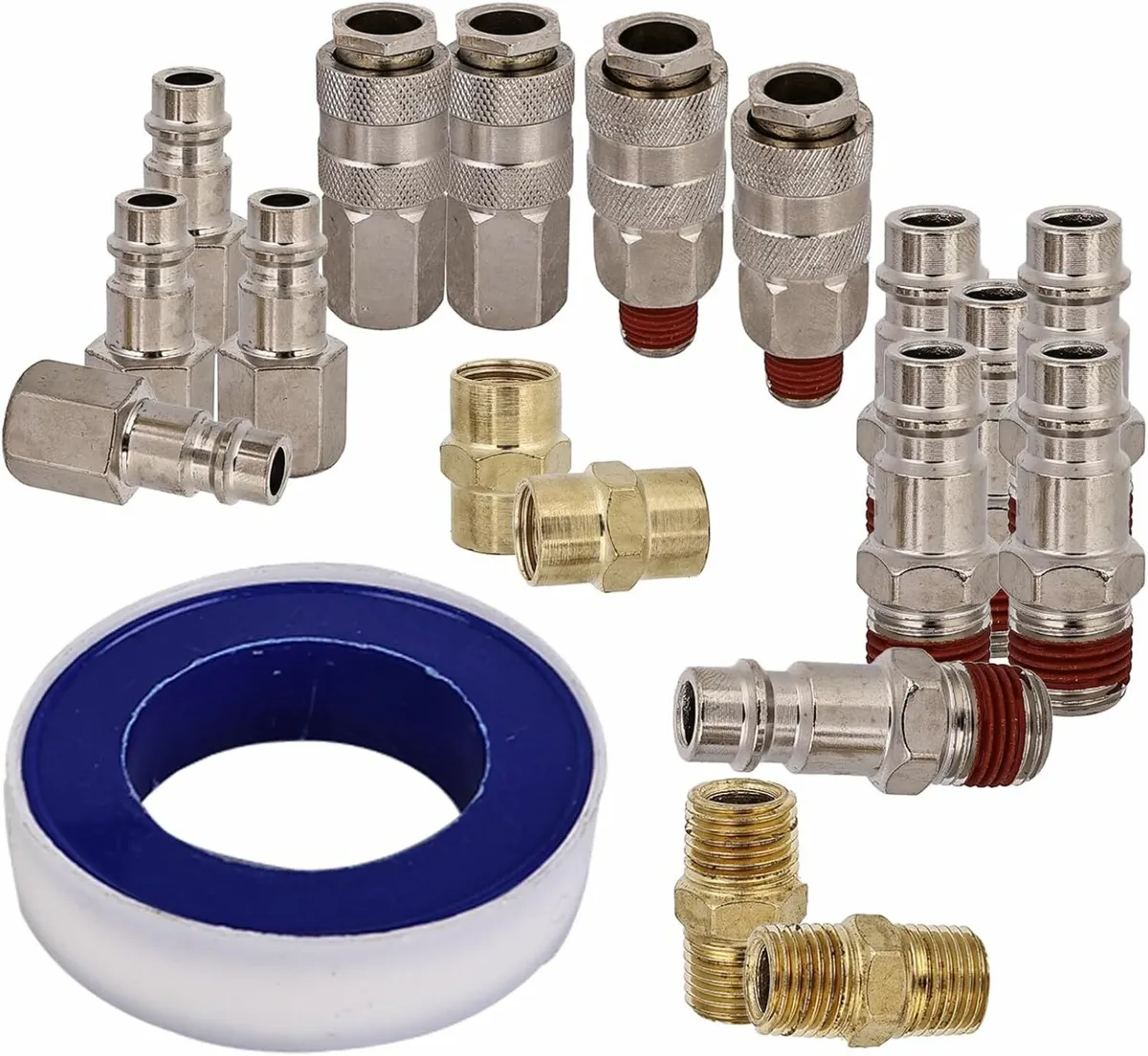 19pcs 1/4" Bsp Air Line Connectors Euro Style Hose