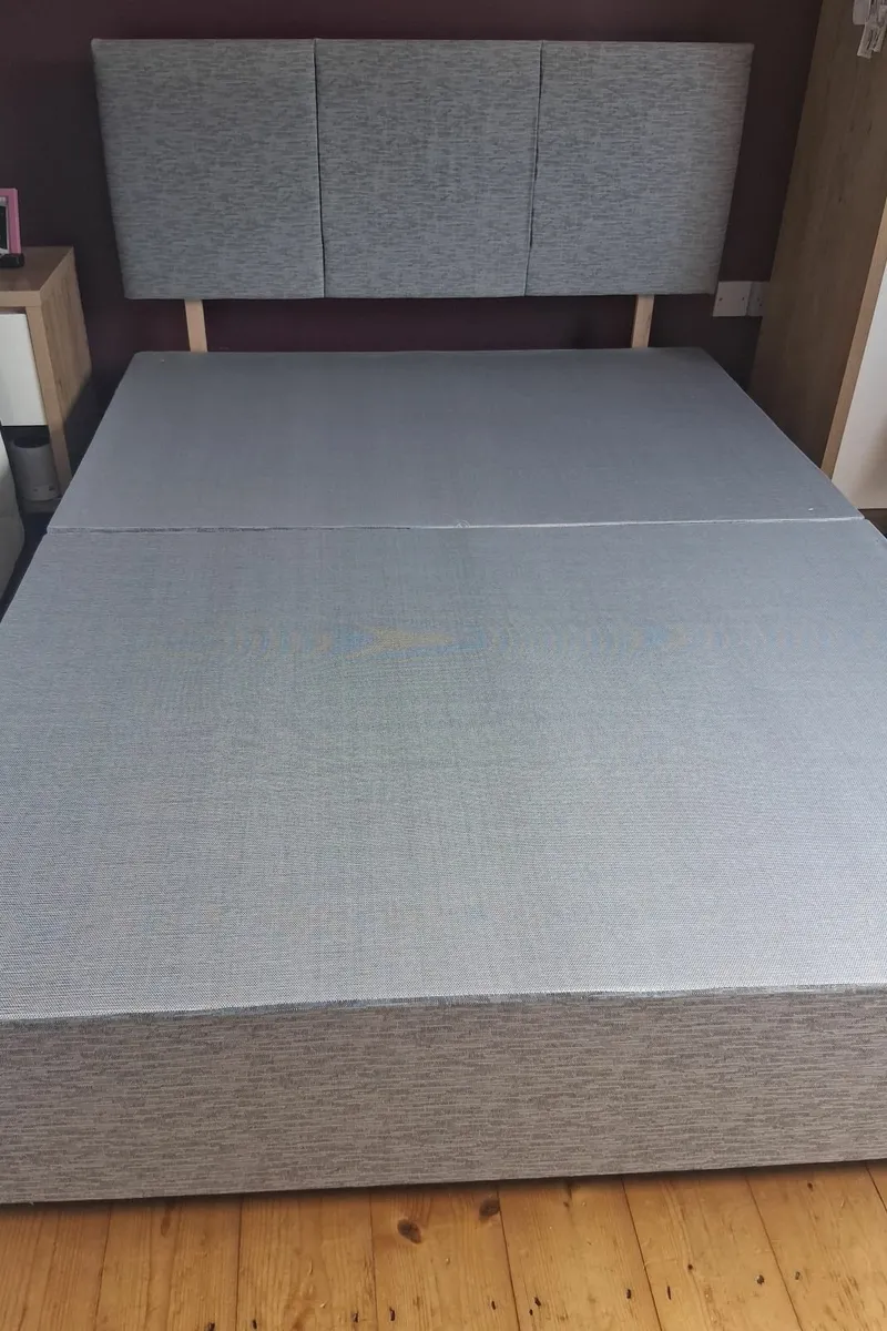 Grey bed base & headboard - Image 3