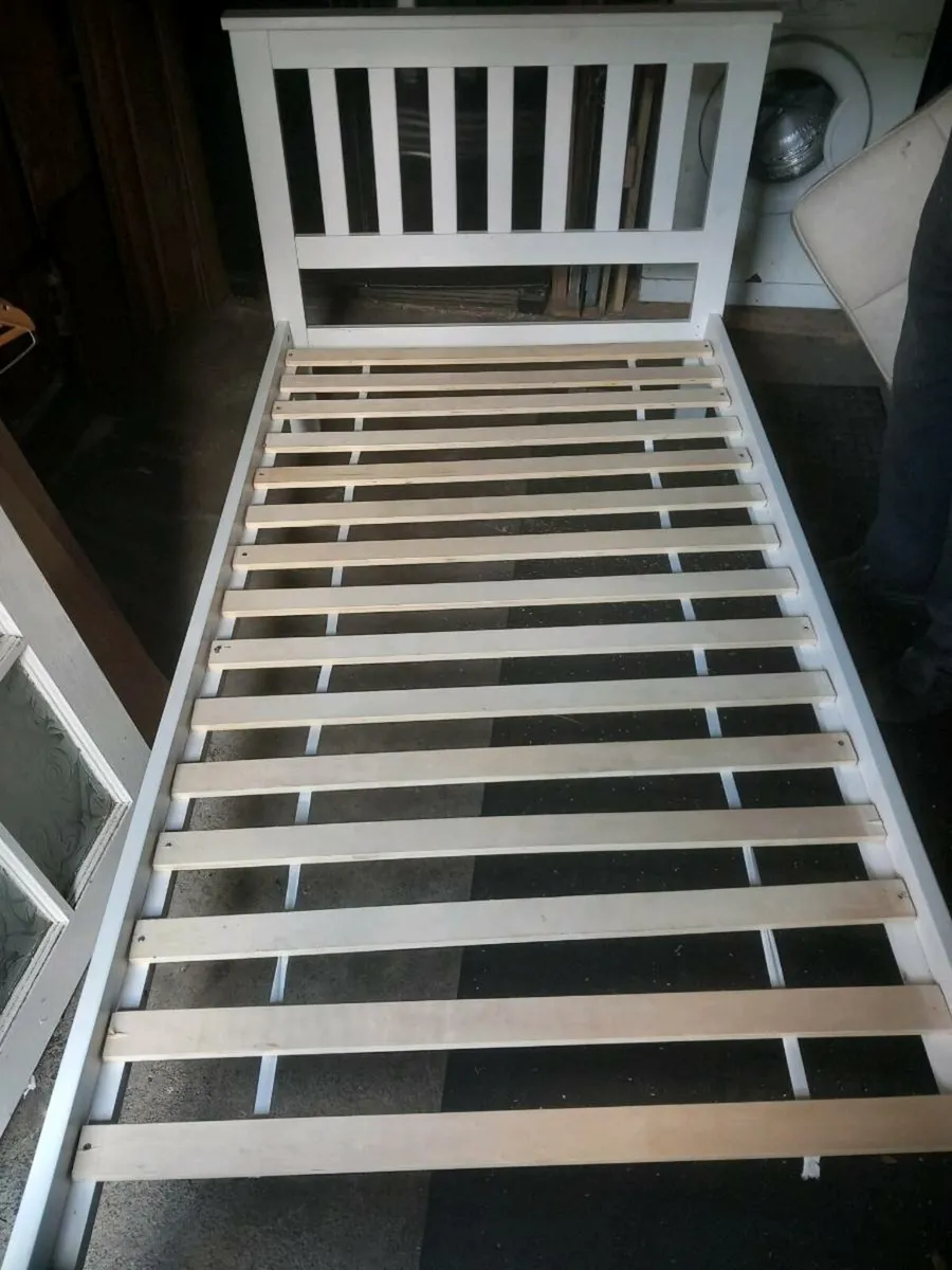 Single white bed frame. - Image 2