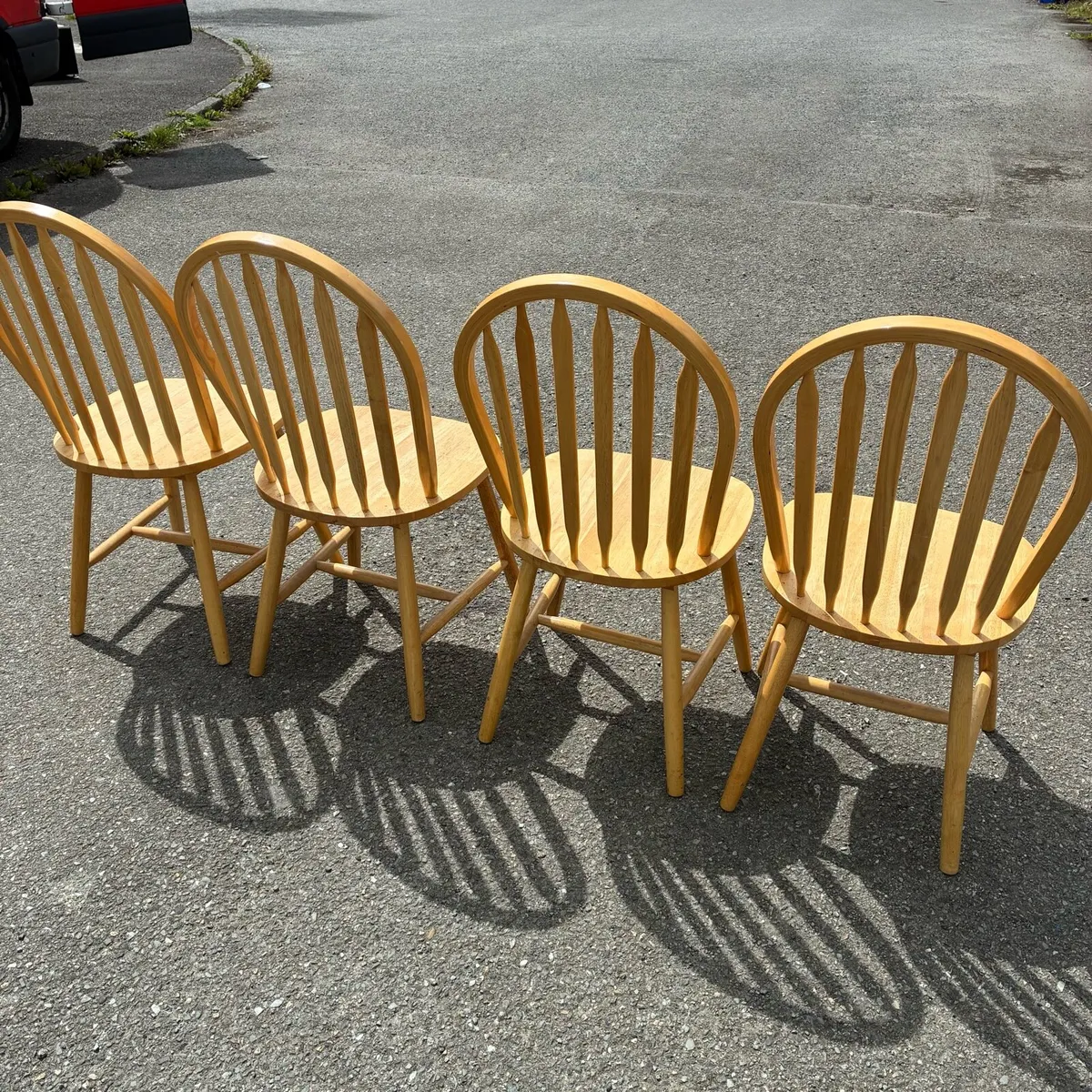 4 Kitchen Solid Pine Chairs - Image 4