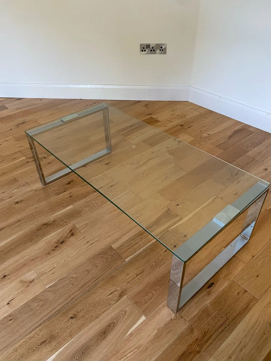 2-in -1 Interlocking Glass Coffee & Side Table Set - Image 3