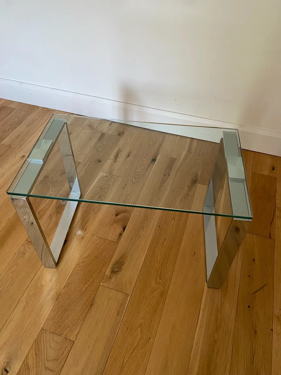 2-in -1 Interlocking Glass Coffee & Side Table Set - Image 4
