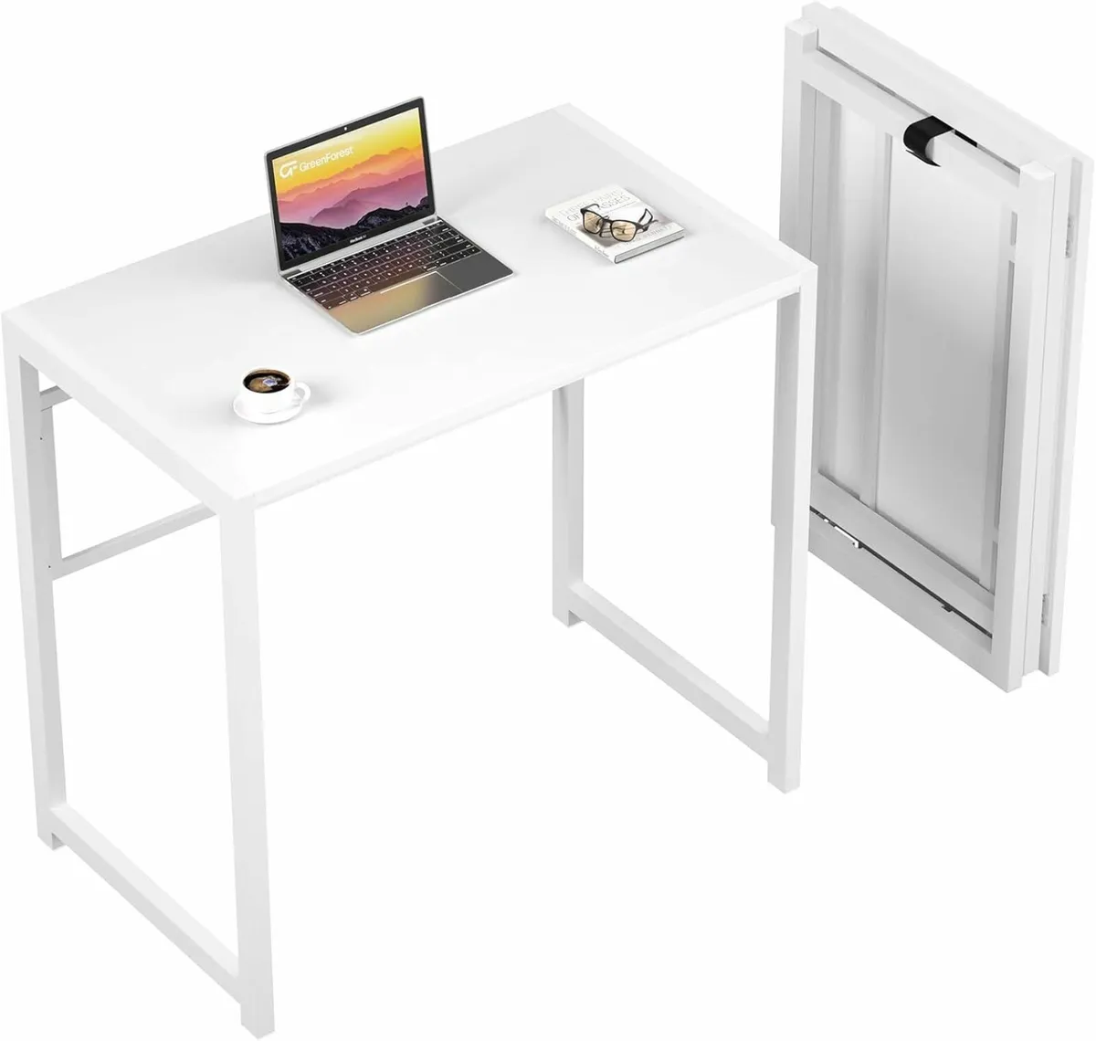 Folding table Desk No Assembly 100 cm White - Image 4