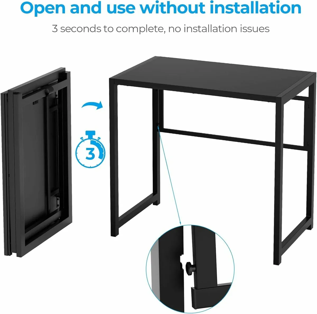 Foldable Computer Desk No Assembly 80 cm table - Image 4