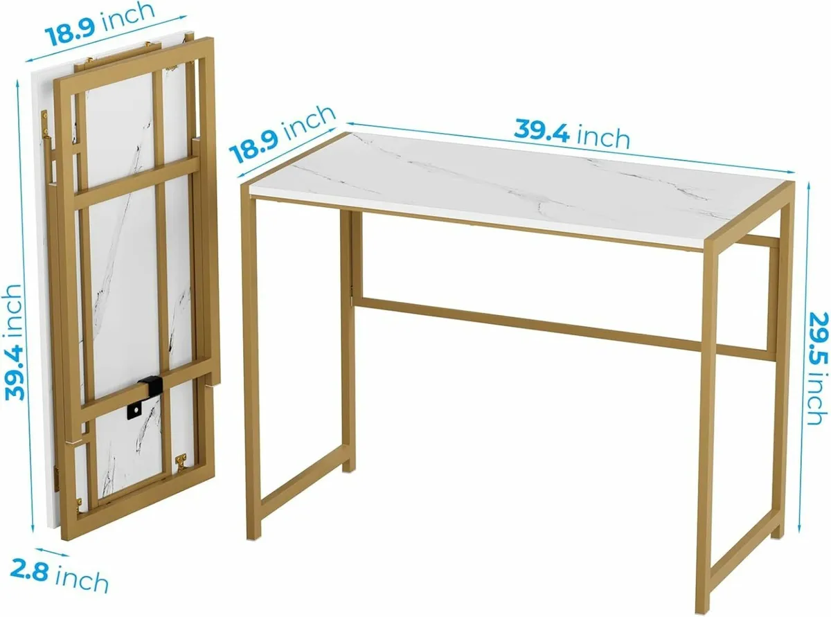 Folding Computer Gold Desk No Assembly 100 cm - Image 4