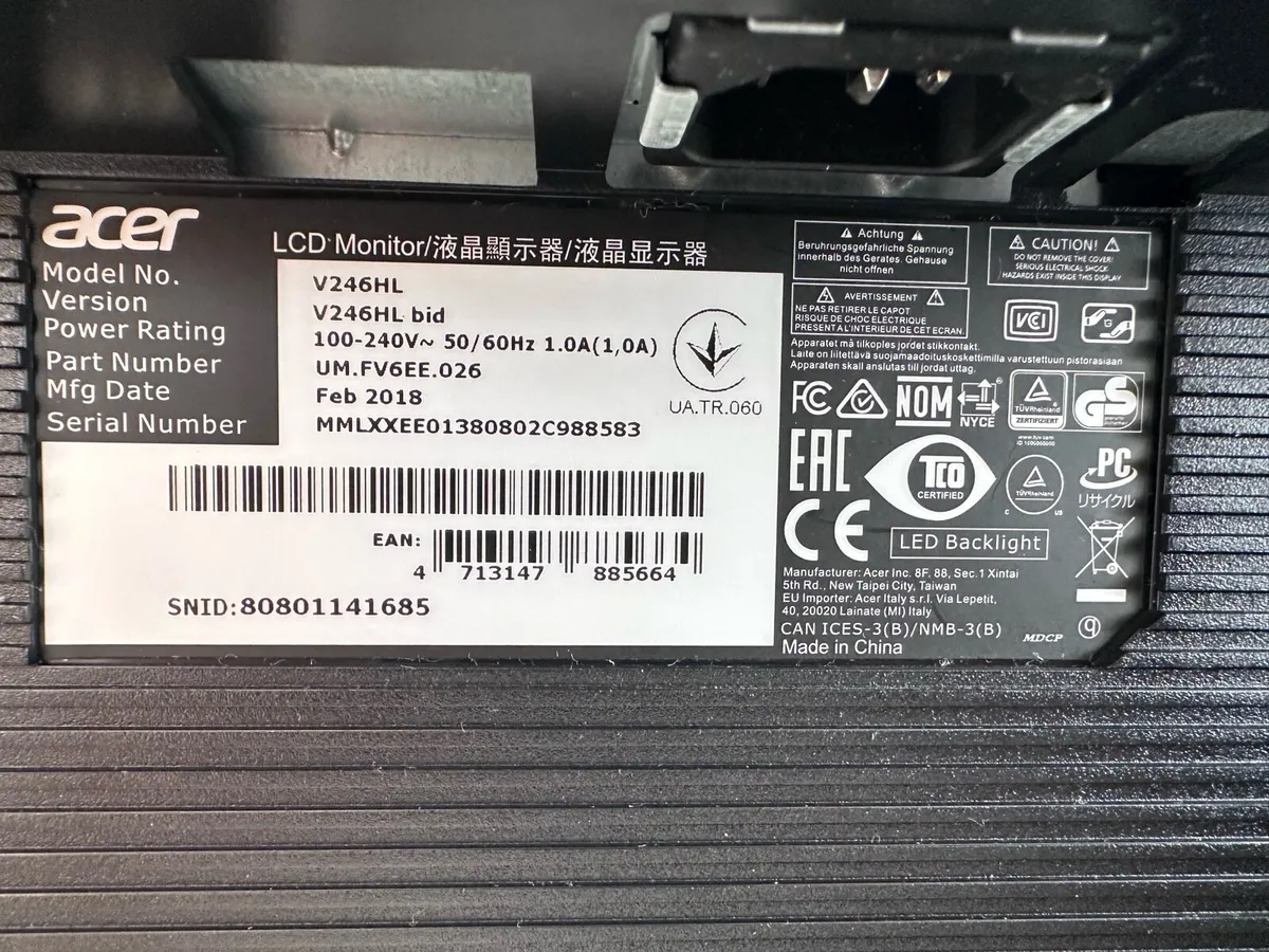 Acer V246HL 24” LED Monitor – Full HD - Image 4