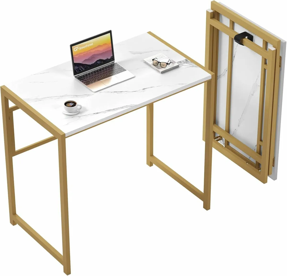 Folding Computer Gold Desk No Assembly 100 cm - Image 2