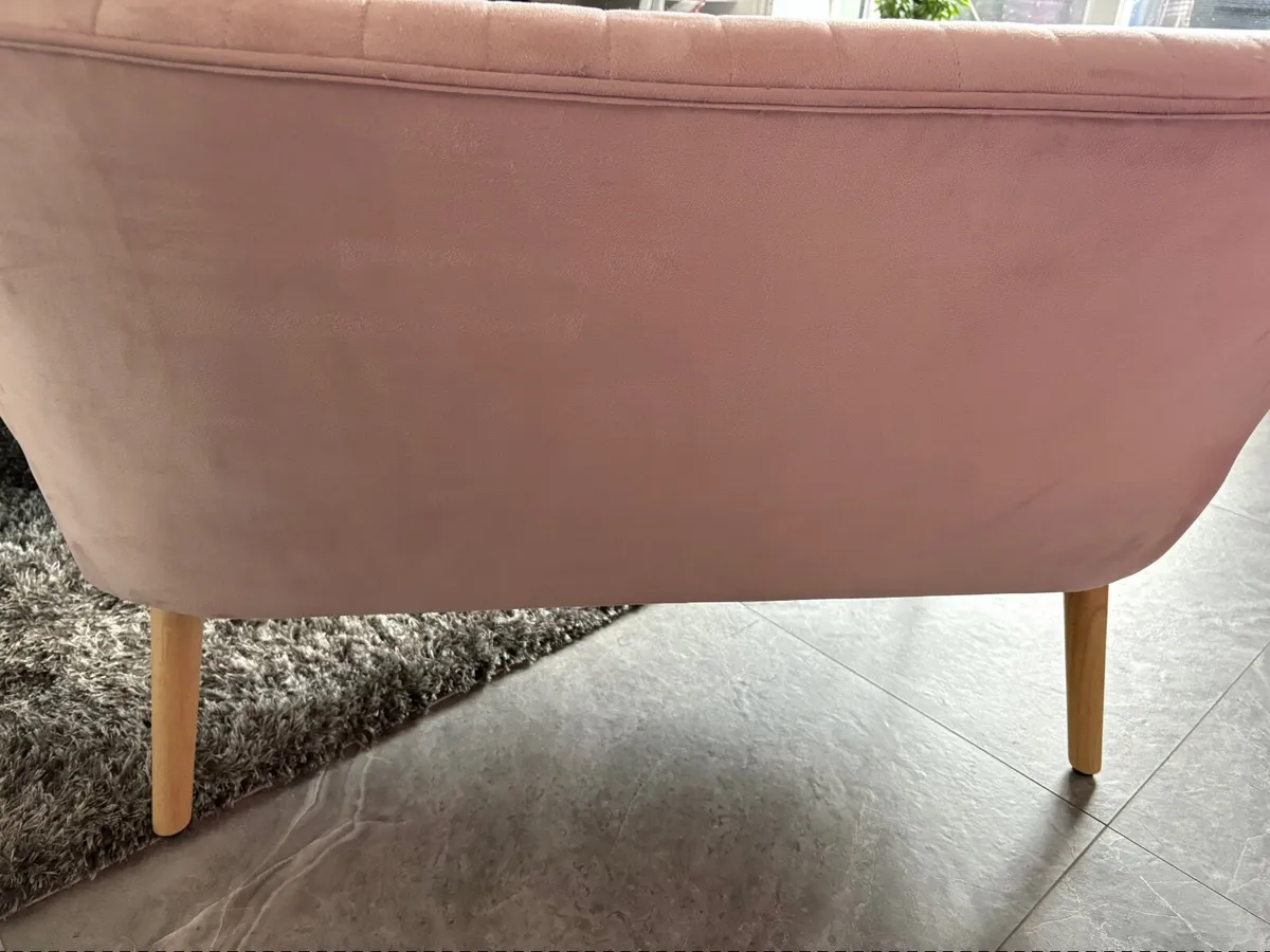 Pink Plush Velvet Two Seater Chair - Image 3