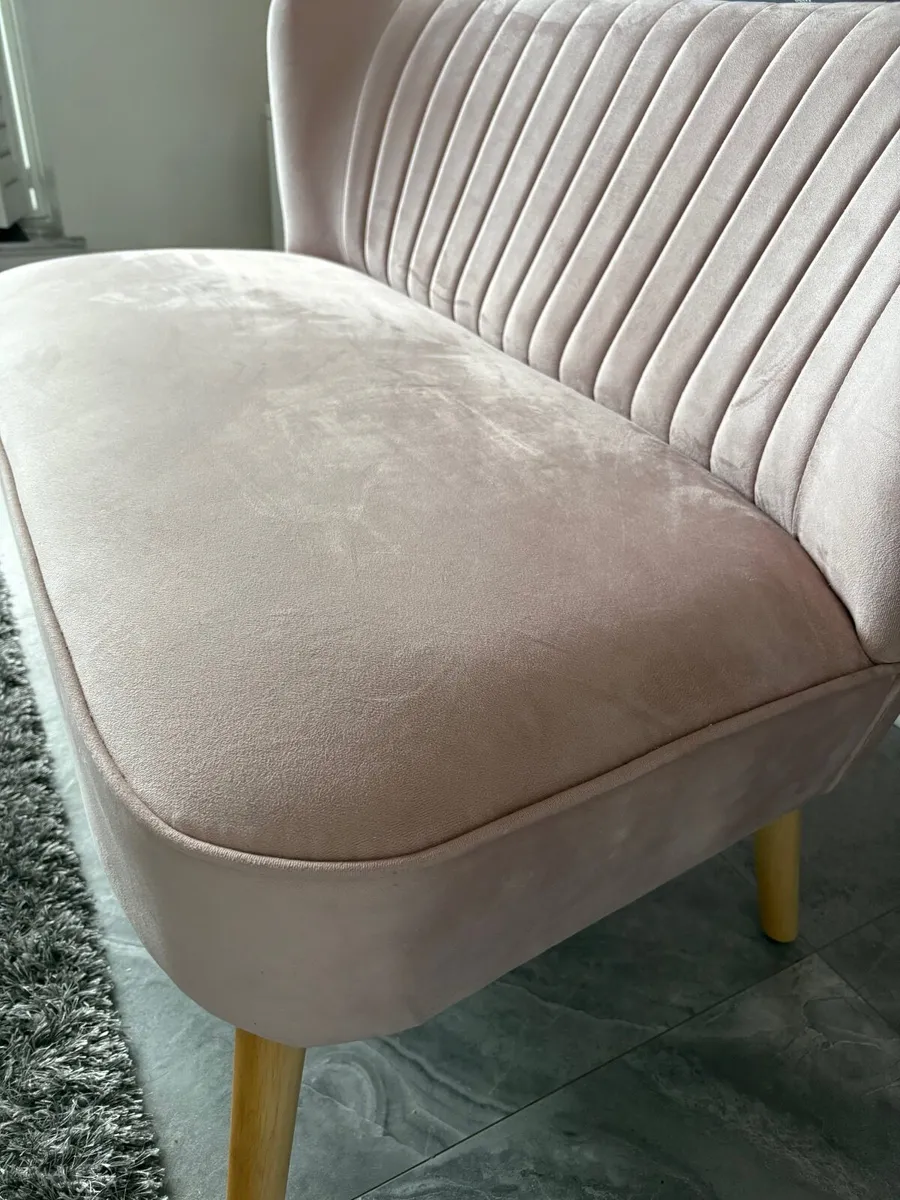 Pink Plush Velvet Two Seater Chair - Image 4