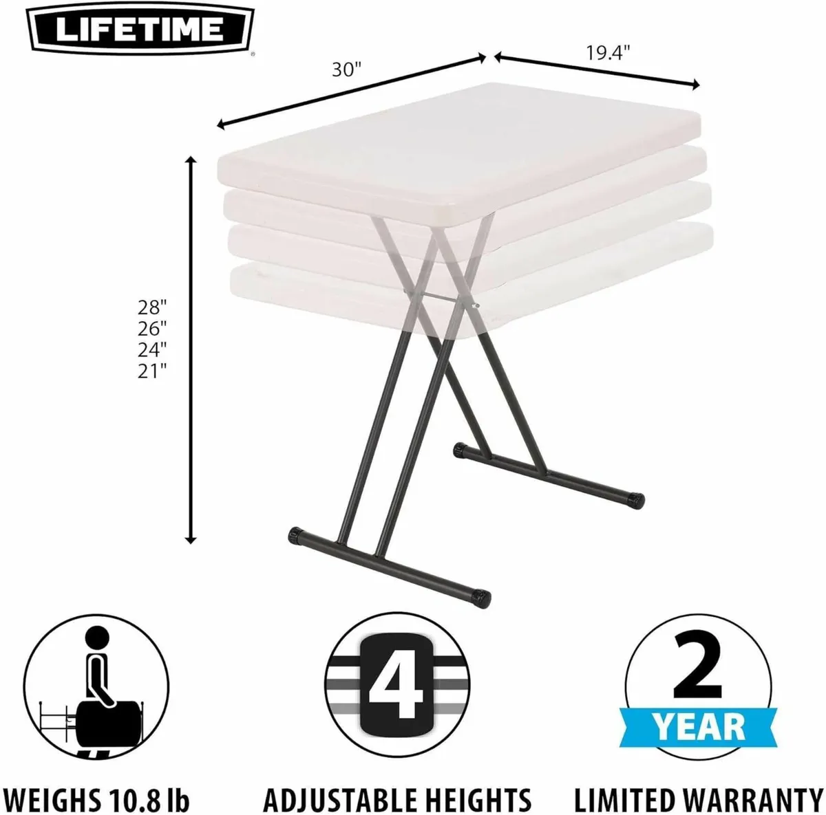 Adjustable Height Personal Table, Almond - Image 3