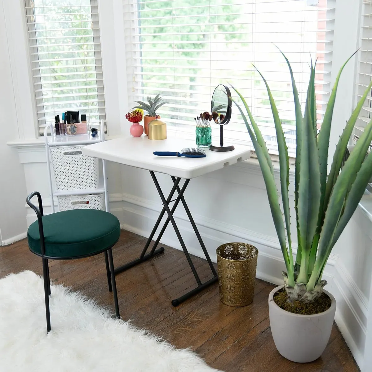 Adjustable Height Personal Table, Almond - Image 1
