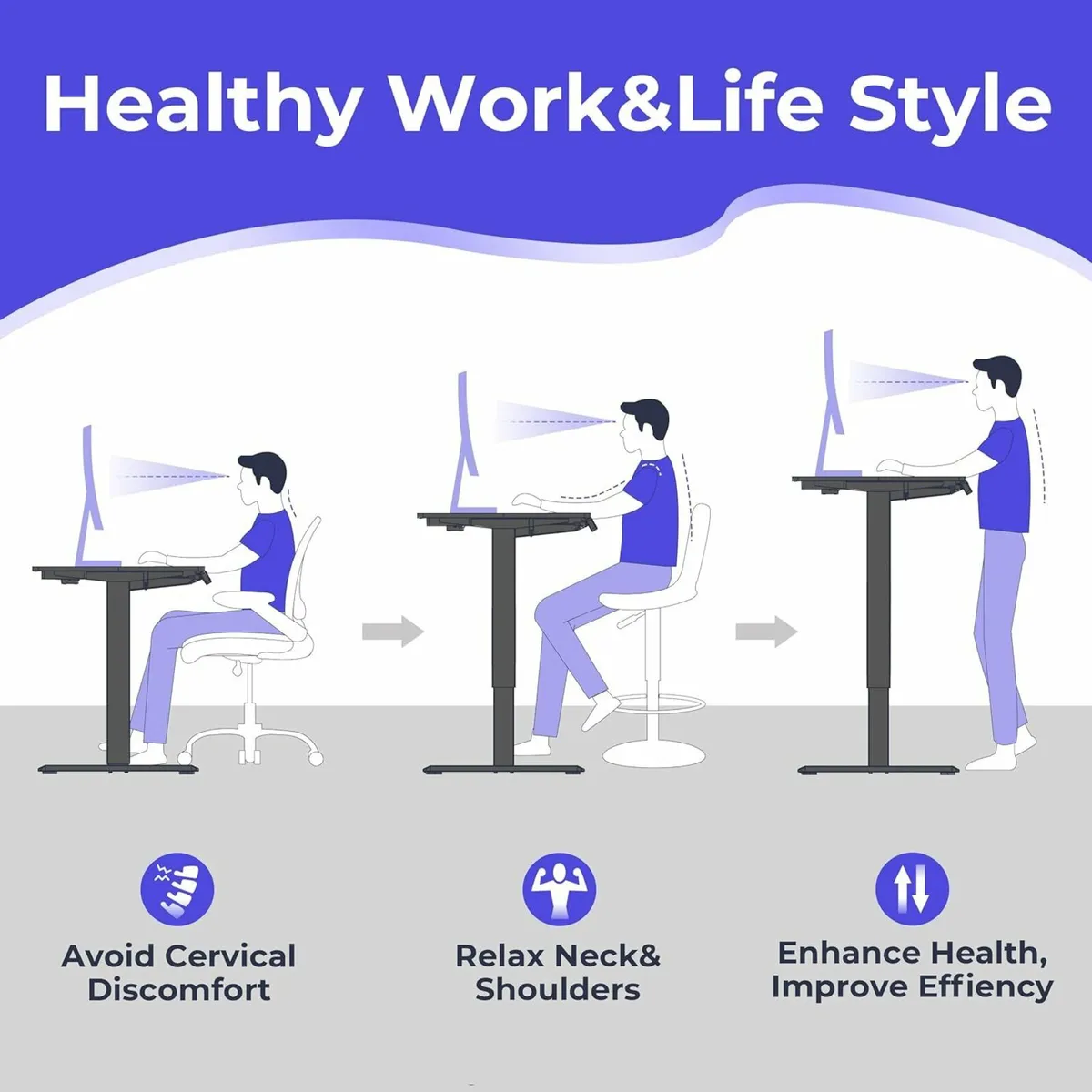 Adjustable Desk Office Electric Standing 140x60cm - Image 3
