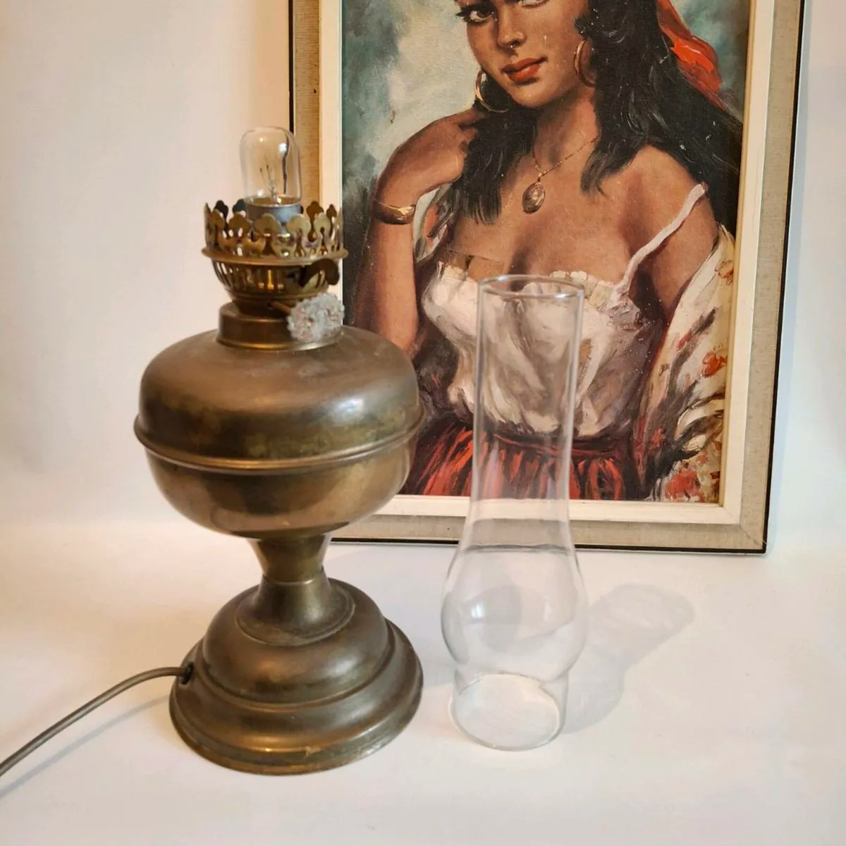 Converted Large Brass Oil Lamp - Image 3