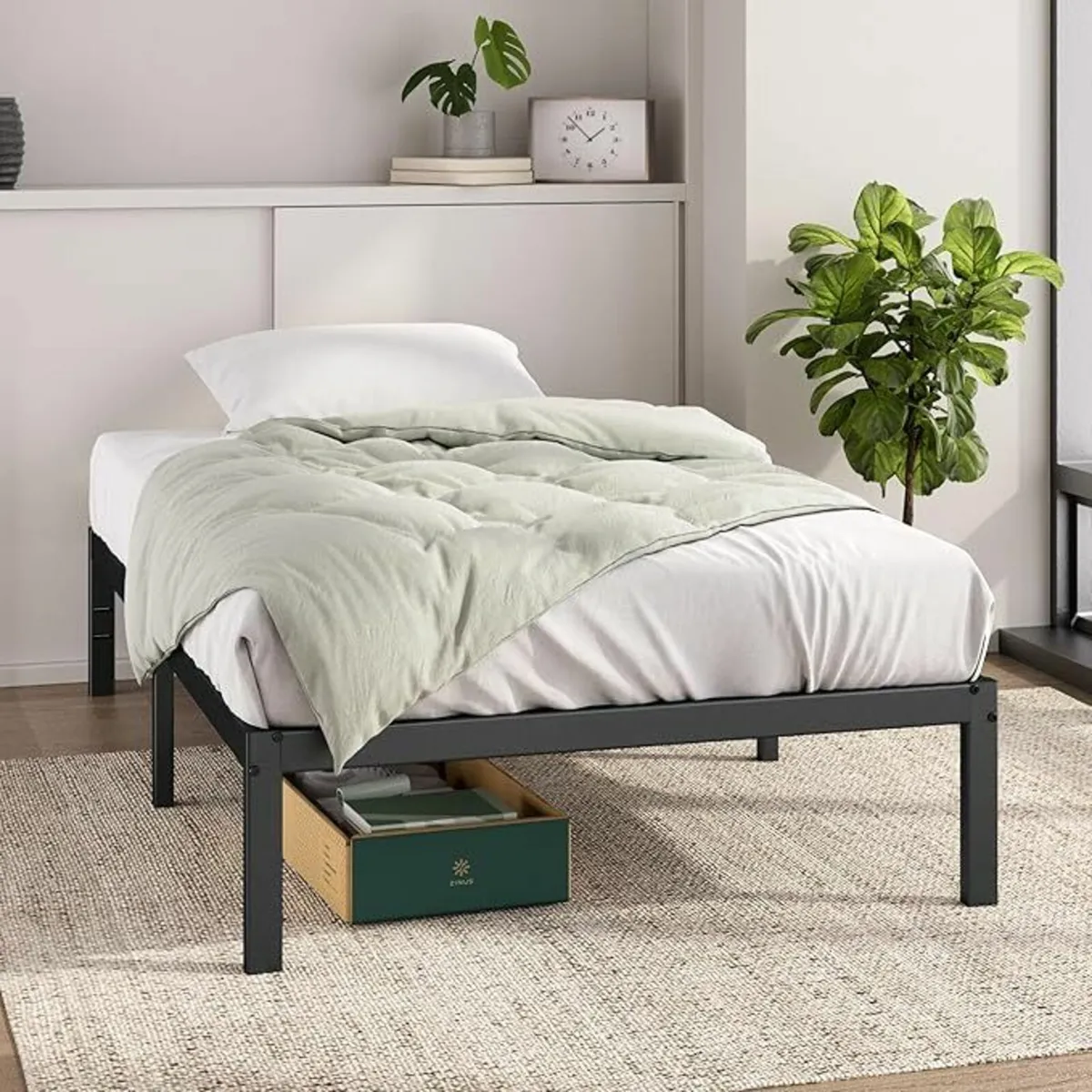 Single Bed frame 90x190 cm underbed storage Black - Image 3