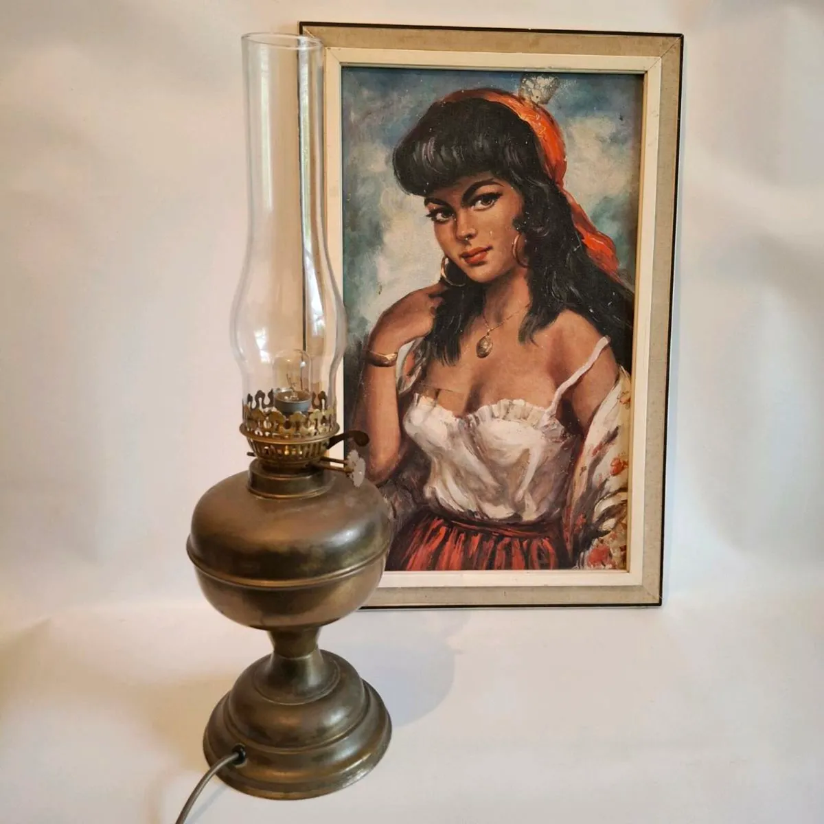 Converted Large Brass Oil Lamp - Image 2