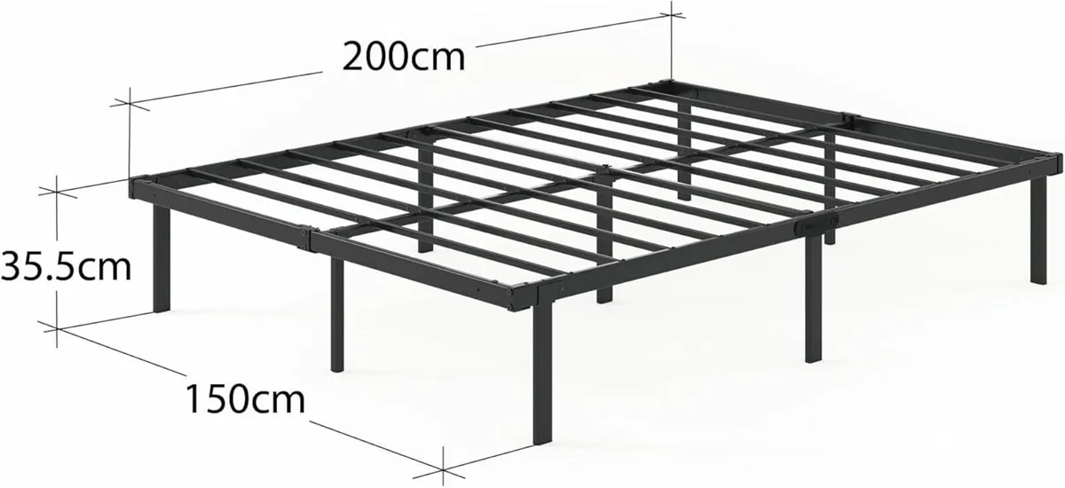 King size Bed frame storage Black 150x200 cm - Image 2