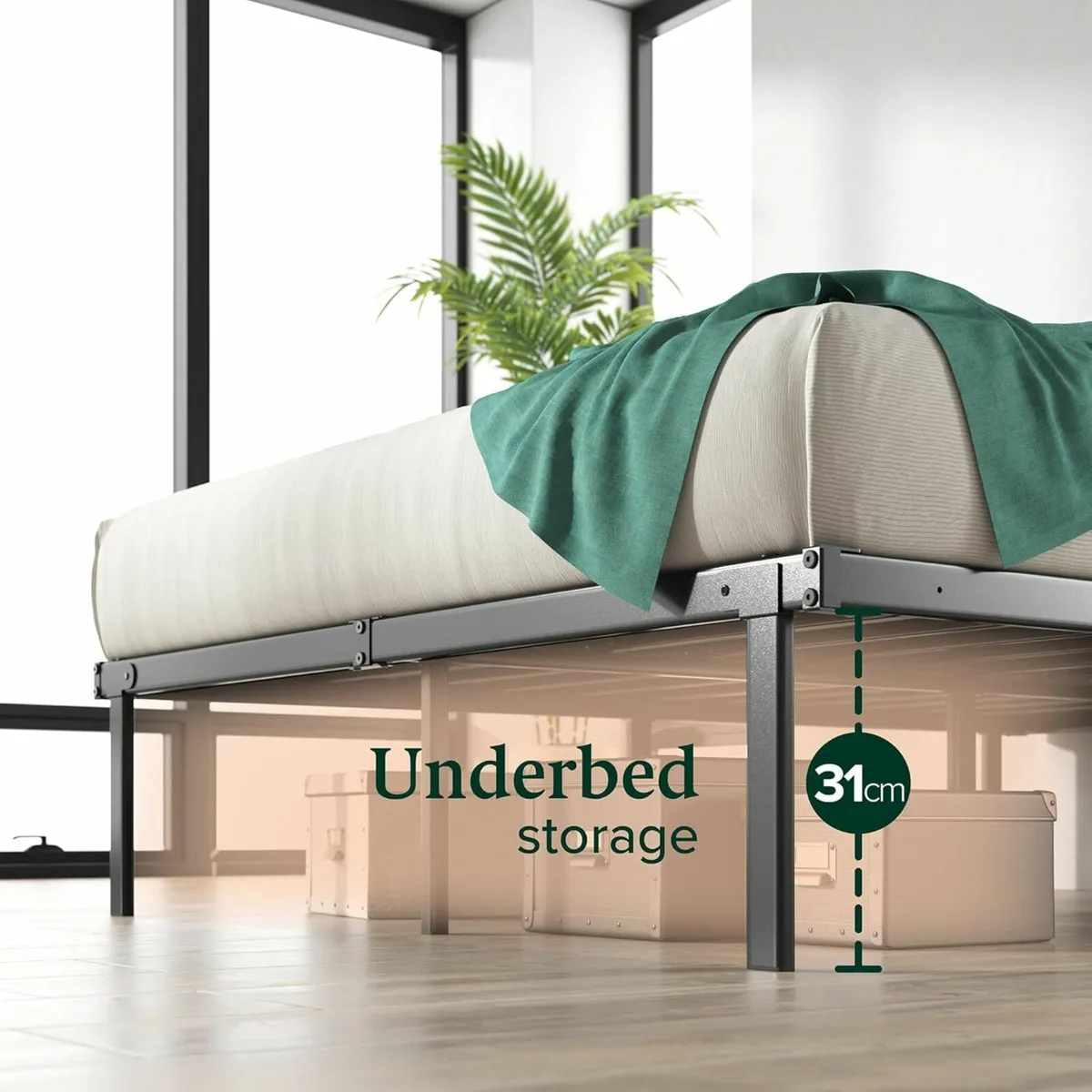 King size Bed frame storage Black 150x200 cm - Image 3