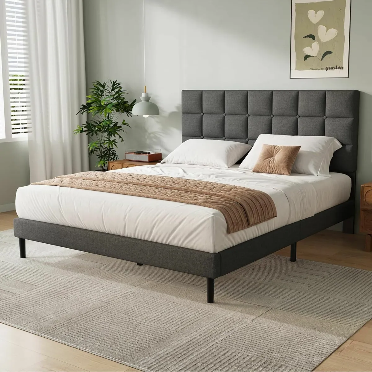 Single Bed Frame Easy Assembly Upholstered90×190cm - Image 1